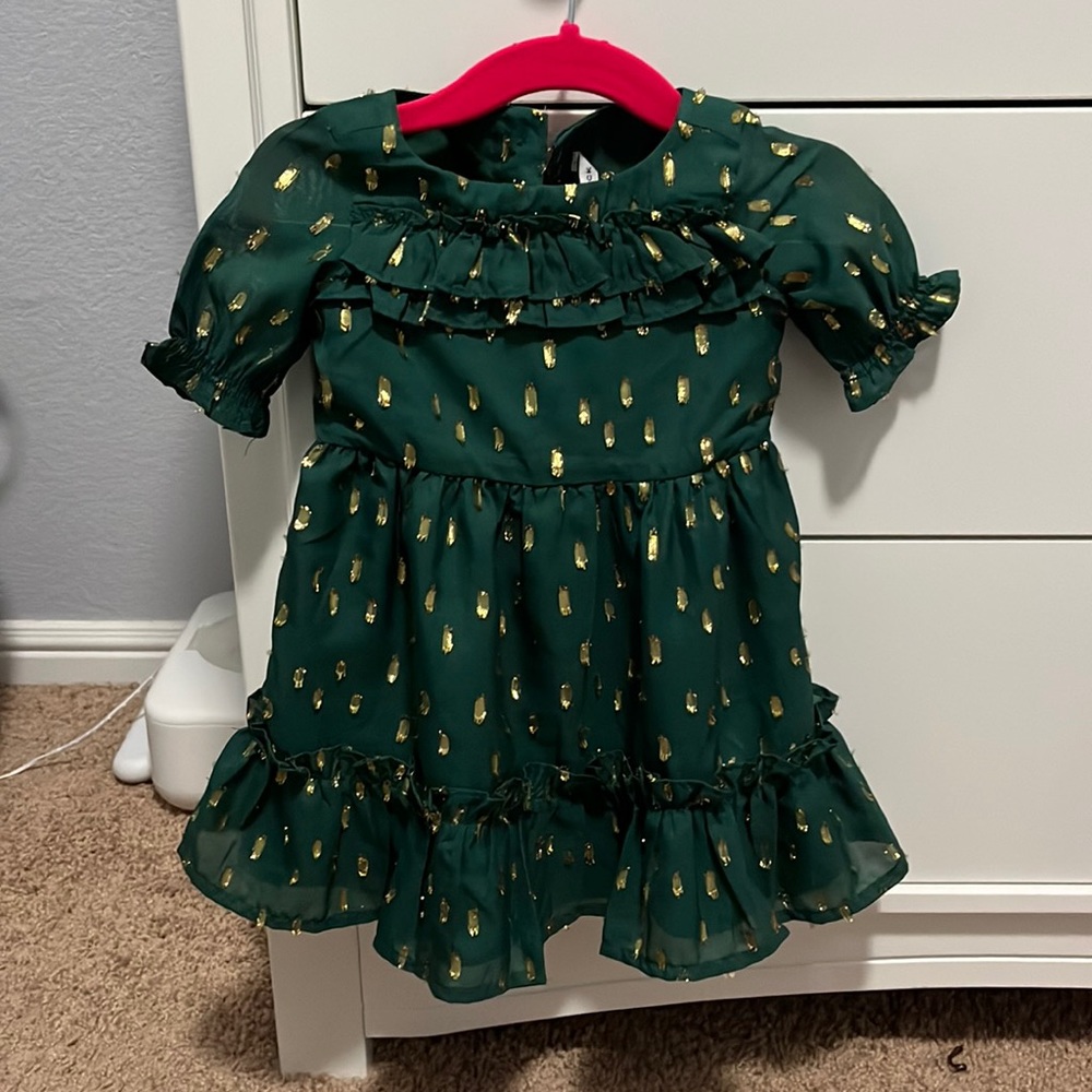 6-12m Green and gold Janie and Jack holiday dress